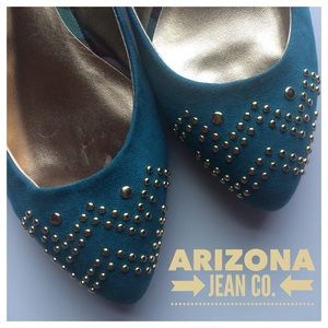 Teal Studded Ballet Flats
